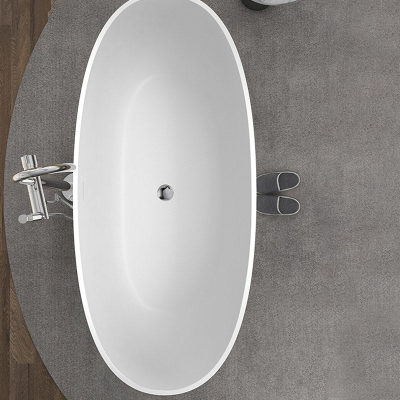 Modern Stone Oval Bath Tub Soaking Stand Alone Tub with Drain