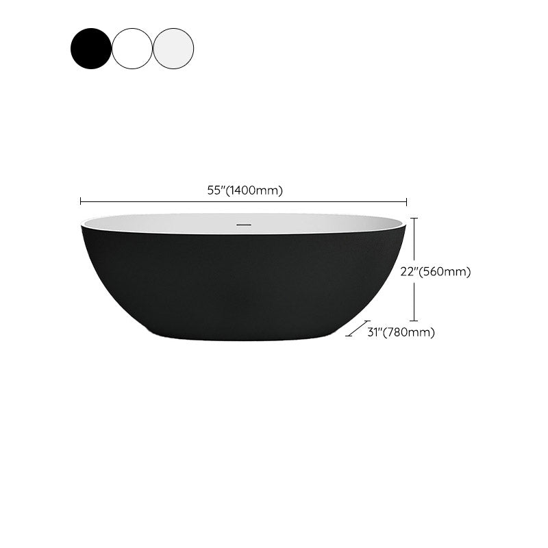 Modern Stone Oval Bath Tub Soaking Stand Alone Tub with Drain