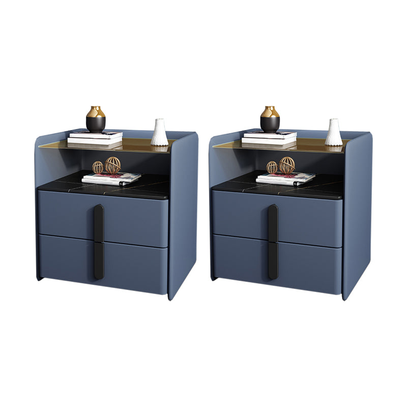 Modern Nightstand Glass Accent Table Nightstand with 2 Drawers