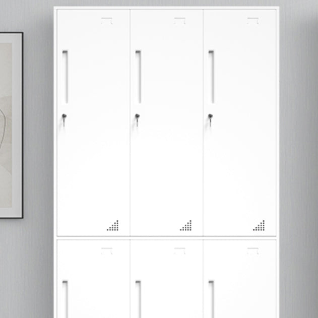 35.5"L x 19.5"W x 73"H White Wardrobe Armoire with Garment Rod Steel Wardrobe Cabinet