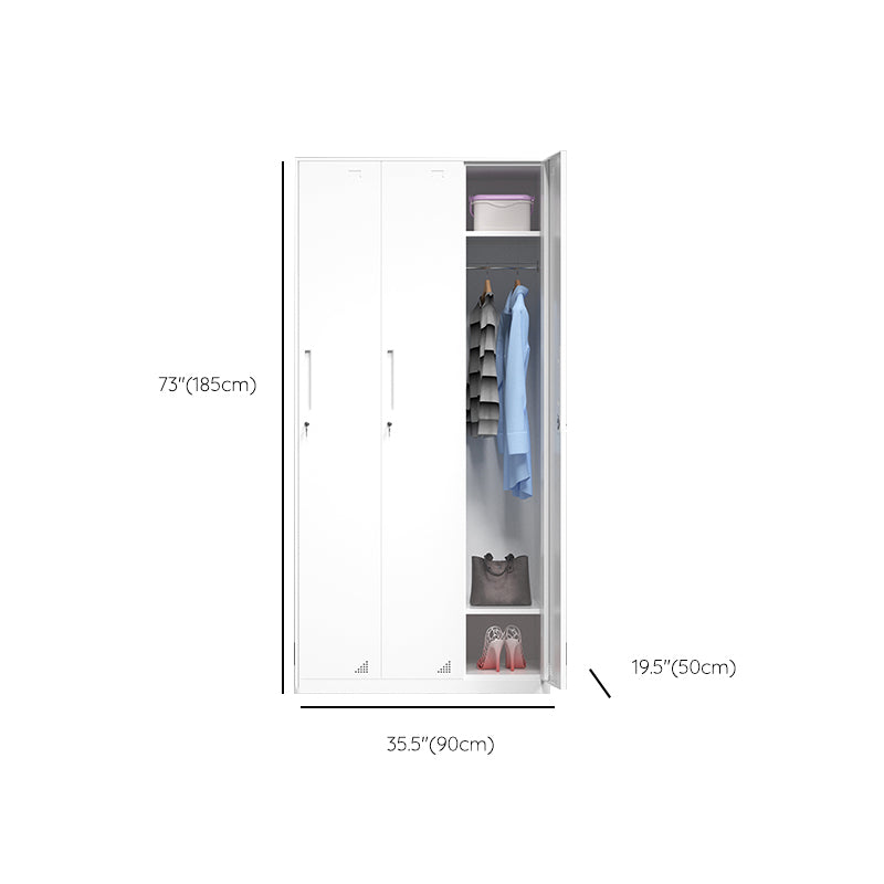 35.5"L x 19.5"W x 73"H White Wardrobe Armoire with Garment Rod Steel Wardrobe Cabinet