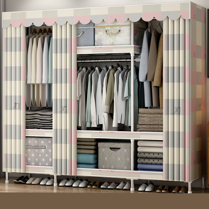 Modern Metal Wardrobe Cloth Rod Included Wardrobe Closet with Shelves