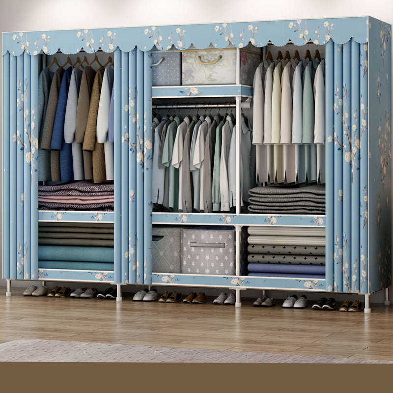 Modern Metal Wardrobe Cloth Rod Included Wardrobe Closet with Shelves