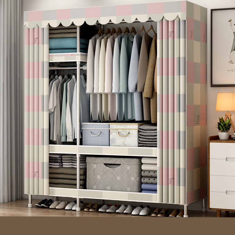 Modern Metal Wardrobe Cloth Rod Included Wardrobe Closet with Shelves