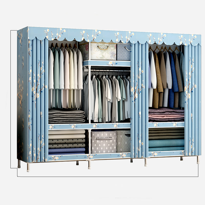 Modern Metal Wardrobe Cloth Rod Included Wardrobe Closet with Shelves