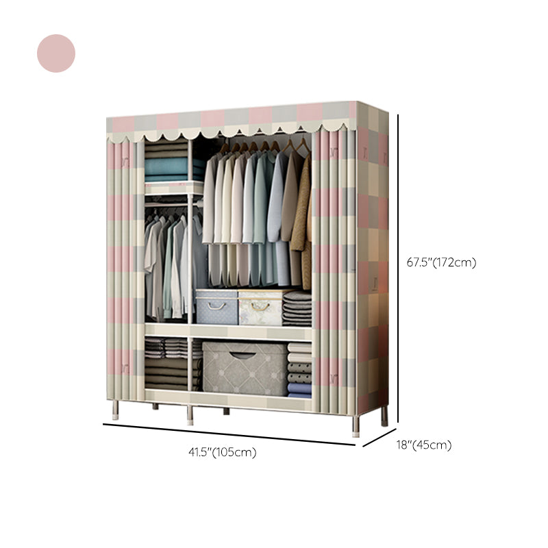 Modern Metal Wardrobe Cloth Rod Included Wardrobe Closet with Shelves