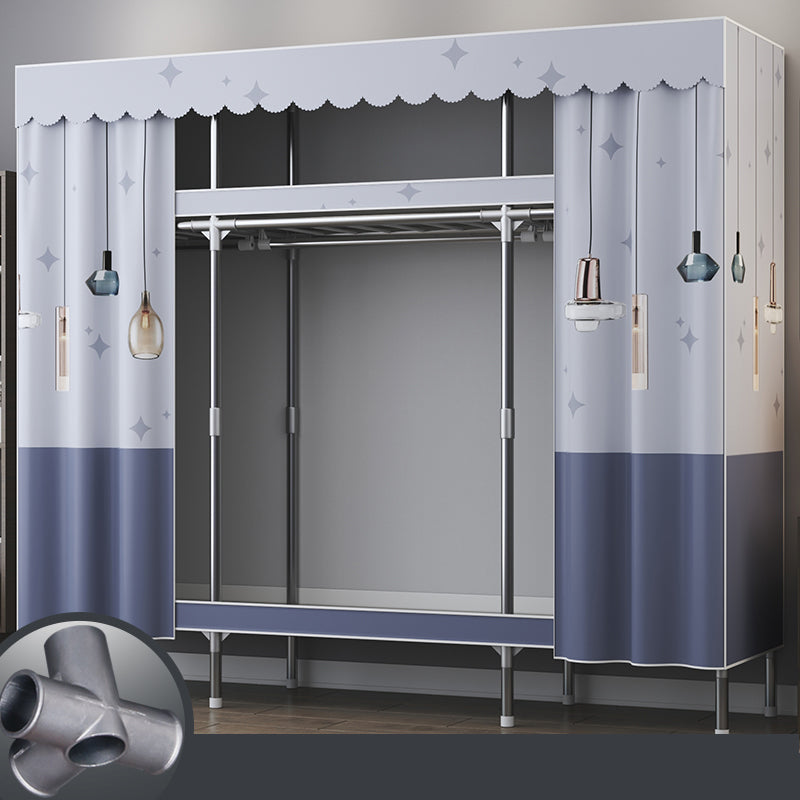 Contemporary Style Metal Wardrobe 2-Shelves Wardrobe Closet for Bedroom