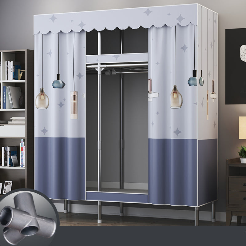Contemporary Style Metal Wardrobe 2-Shelves Wardrobe Closet for Bedroom