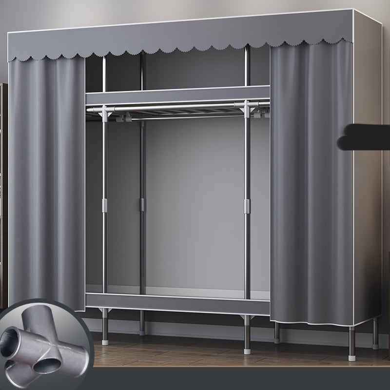 Contemporary Style Metal Wardrobe 2-Shelves Wardrobe Closet for Bedroom