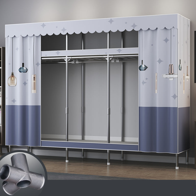 Contemporary Style Metal Wardrobe 2-Shelves Wardrobe Closet for Bedroom