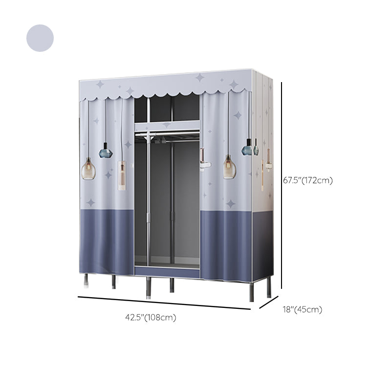 Contemporary Style Metal Wardrobe 2-Shelves Wardrobe Closet for Bedroom