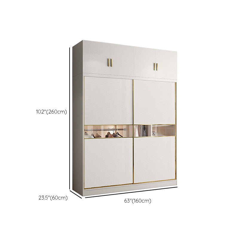 White Colour Wooden Wardrobe Modern Cloth Rod Included Wardrobe Closet for Bedroom