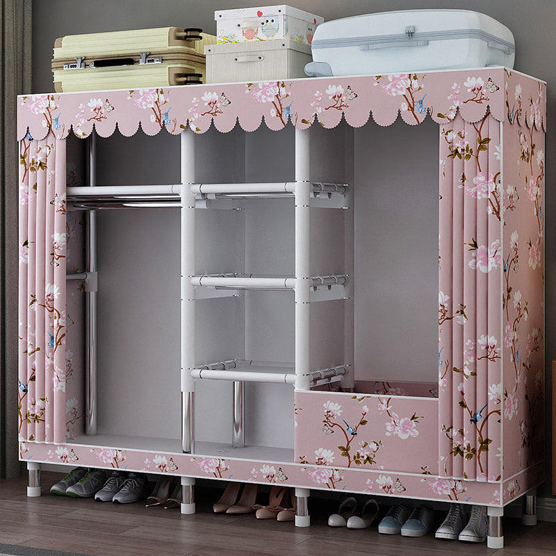 Matte Finish Wardrobe with Metal Legs Modern Bedroom Storage Cabinet