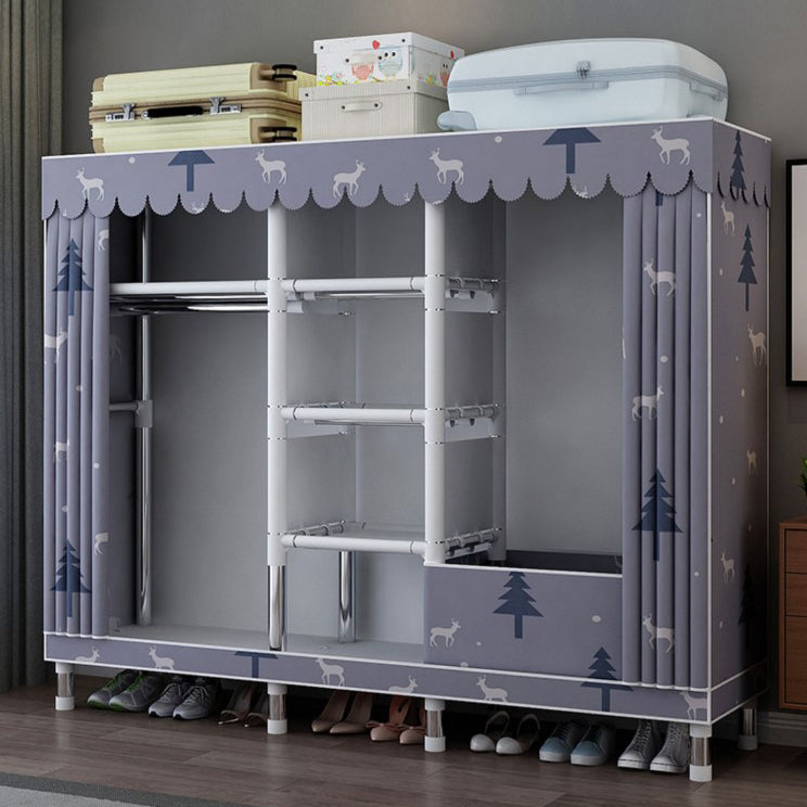 Matte Finish Wardrobe with Metal Legs Modern Bedroom Storage Cabinet