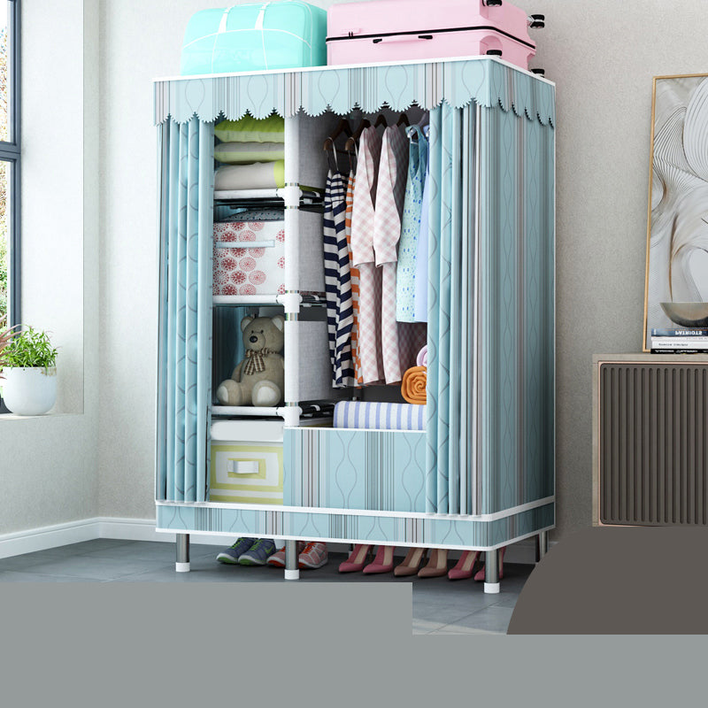 Matte Finish Wardrobe with Metal Legs Modern Bedroom Storage Cabinet