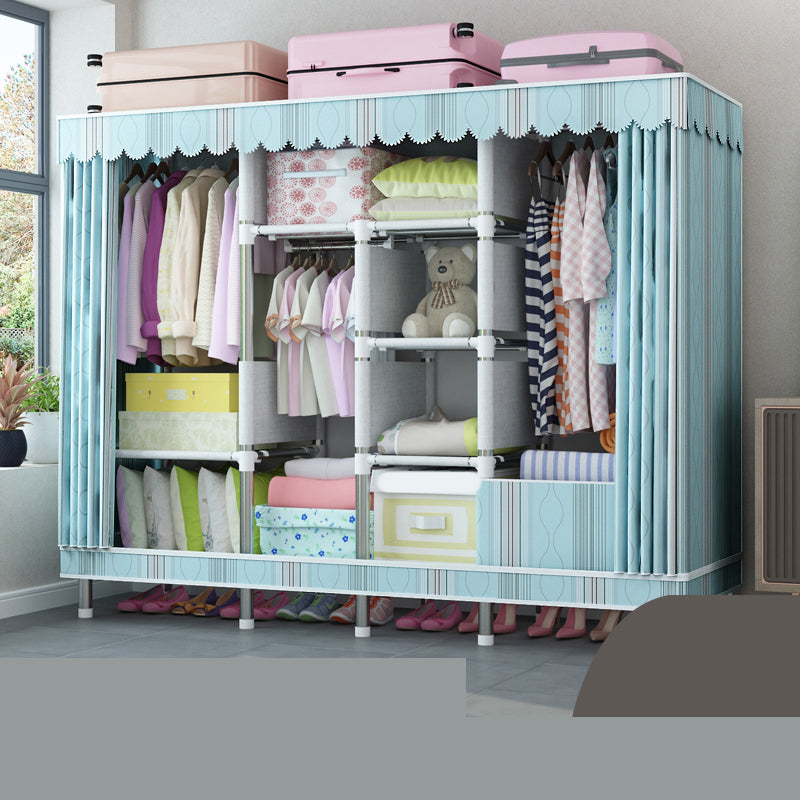 Matte Finish Wardrobe with Metal Legs Modern Bedroom Storage Cabinet