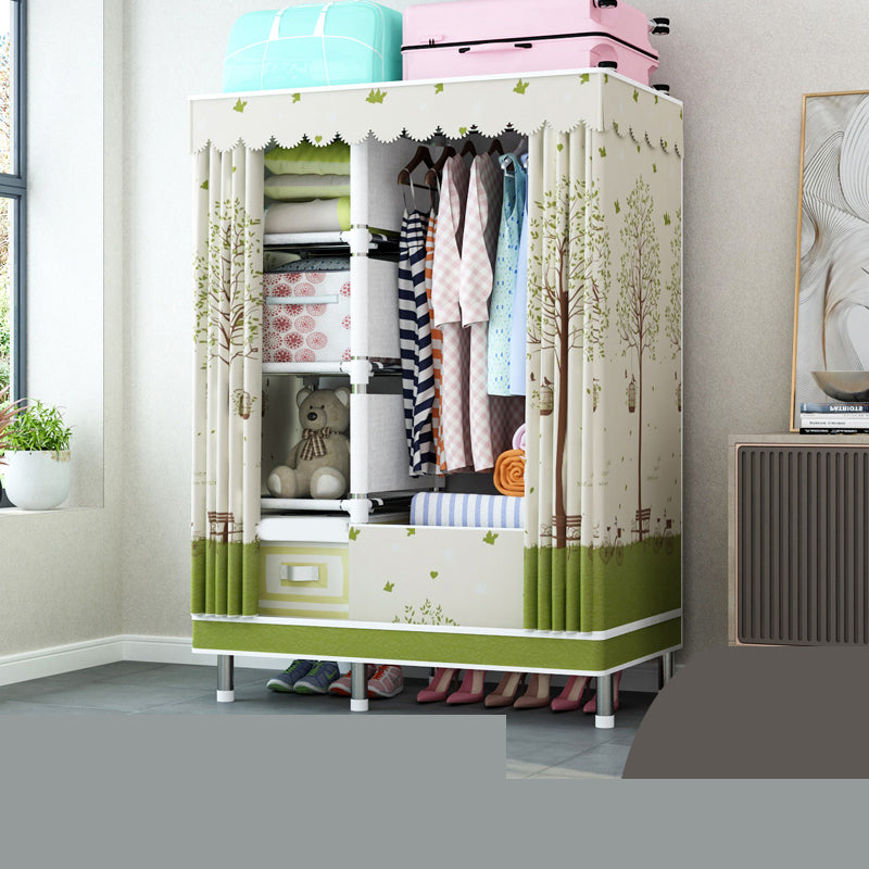 Matte Finish Wardrobe with Metal Legs Modern Bedroom Storage Cabinet