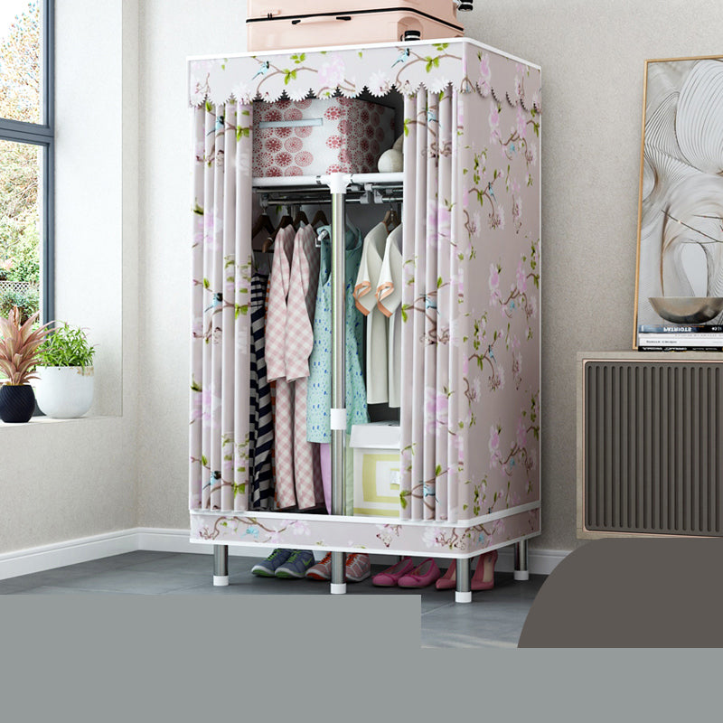 Matte Finish Wardrobe with Metal Legs Modern Bedroom Storage Cabinet