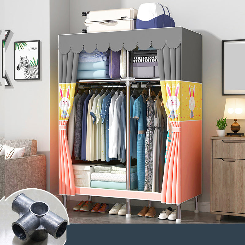 Matte Finish Wardrobe with Metal Frame Modern Storage Cabinet for Home