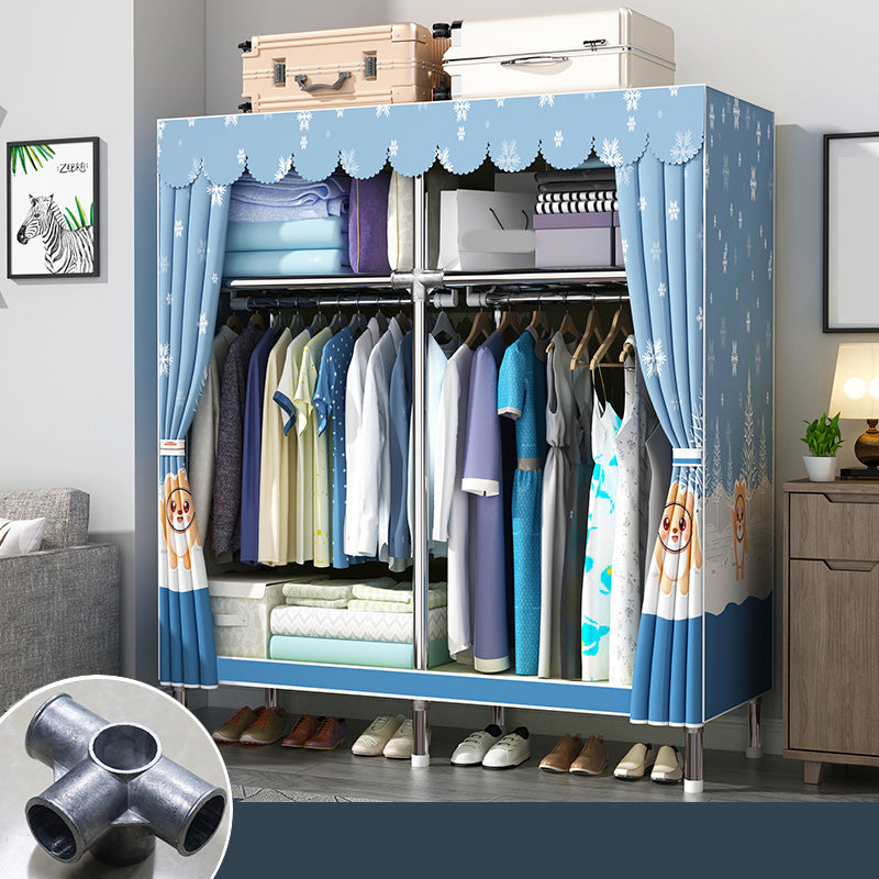 Matte Finish Wardrobe with Metal Frame Modern Storage Cabinet for Home