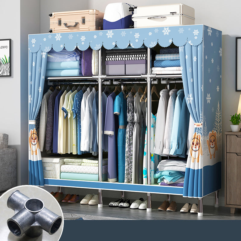 Matte Finish Wardrobe with Metal Frame Modern Storage Cabinet for Home