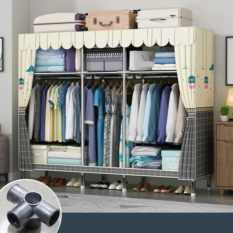 Matte Finish Wardrobe with Metal Frame Modern Storage Cabinet for Home