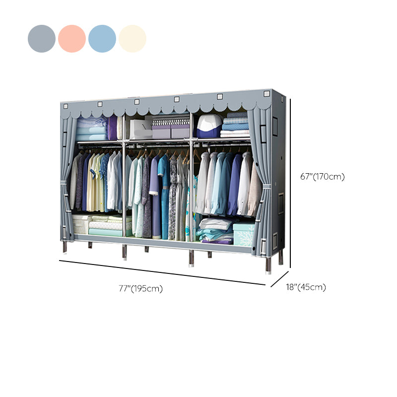 Matte Finish Wardrobe with Metal Frame Modern Storage Cabinet for Home