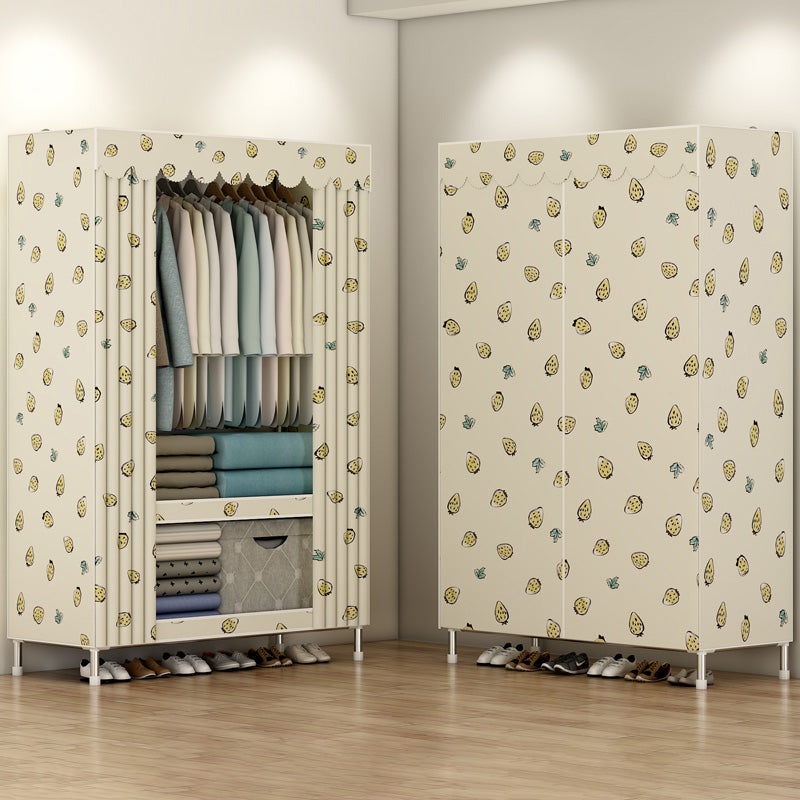 Contemporary Style Wardrobe Metal Bedroom Wardrobe Closet with Clothes Rail