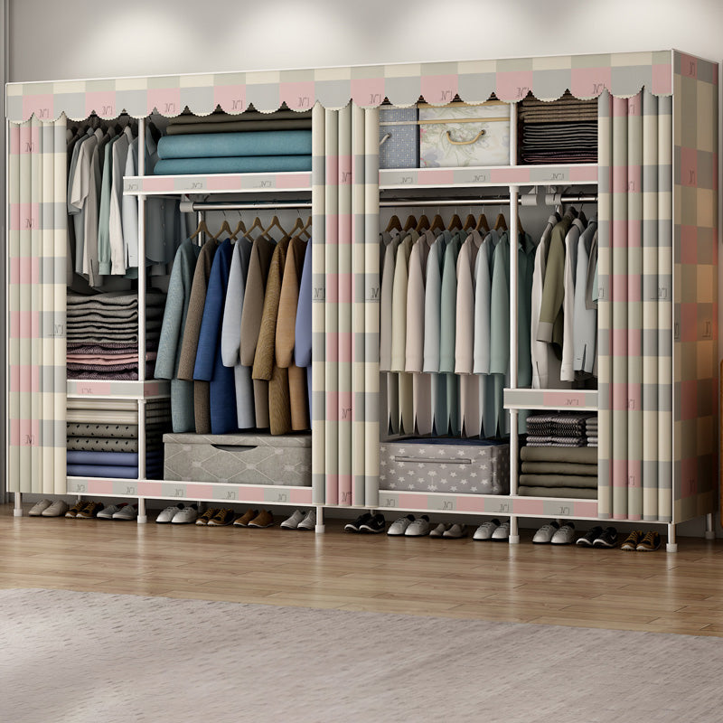 Contemporary Style Wardrobe Metal Bedroom Wardrobe Closet with Clothes Rail
