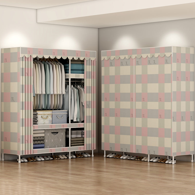 Contemporary Style Wardrobe Metal Bedroom Wardrobe Closet with Clothes Rail