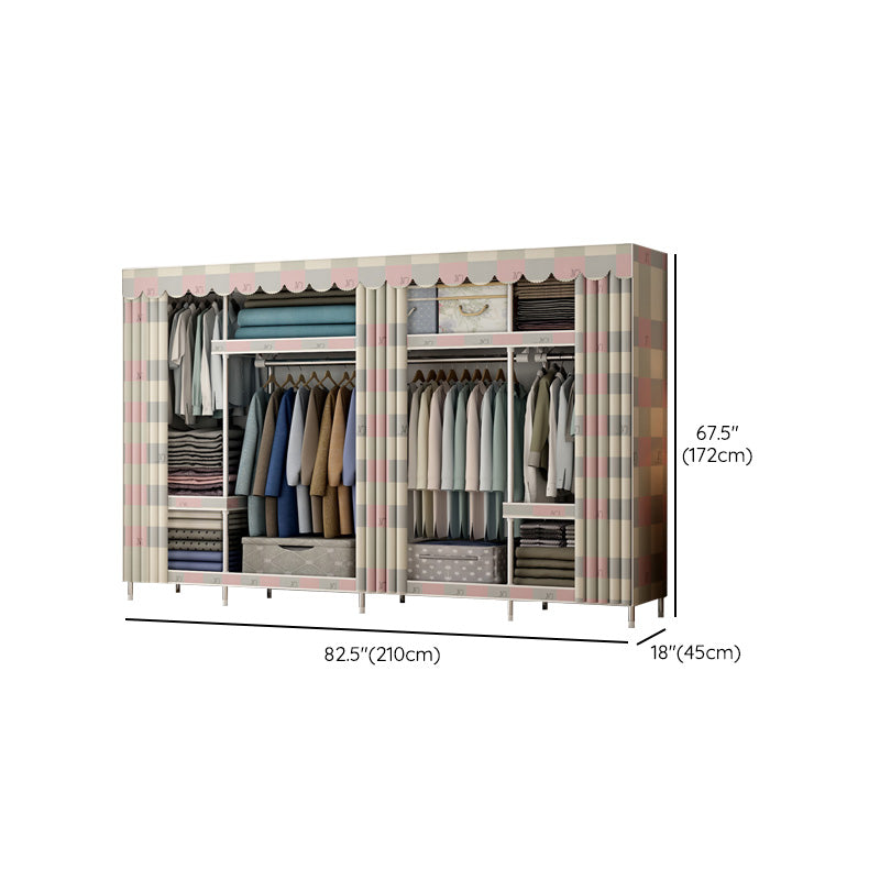 Contemporary Style Wardrobe Metal Bedroom Wardrobe Closet with Clothes Rail