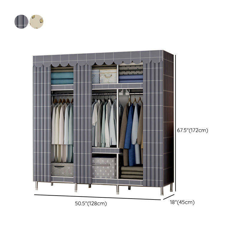 Contemporary Style Wardrobe Metal Bedroom Wardrobe Closet with Clothes Rail
