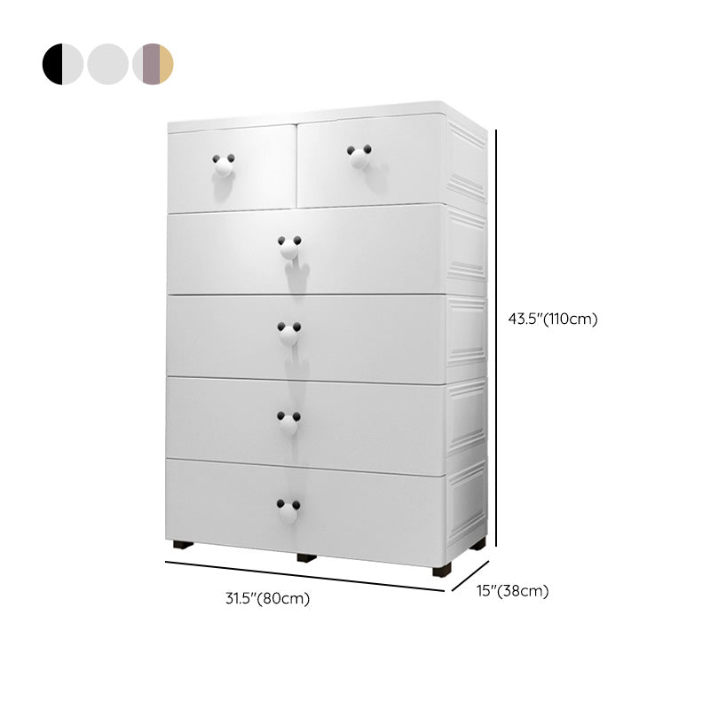 Plastic Matte Finish Non-Hanging Armoire Modern Storage Cabinet with Drawers