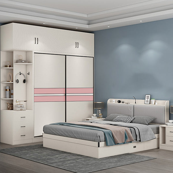 White Colour Wooden Wardrobe Rod Included Wardrobe Wardrobe Closet with Sliding Door