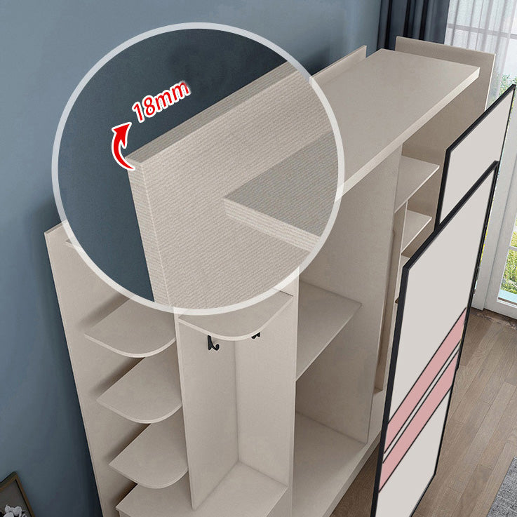 White Colour Wooden Wardrobe Rod Included Wardrobe Wardrobe Closet with Sliding Door