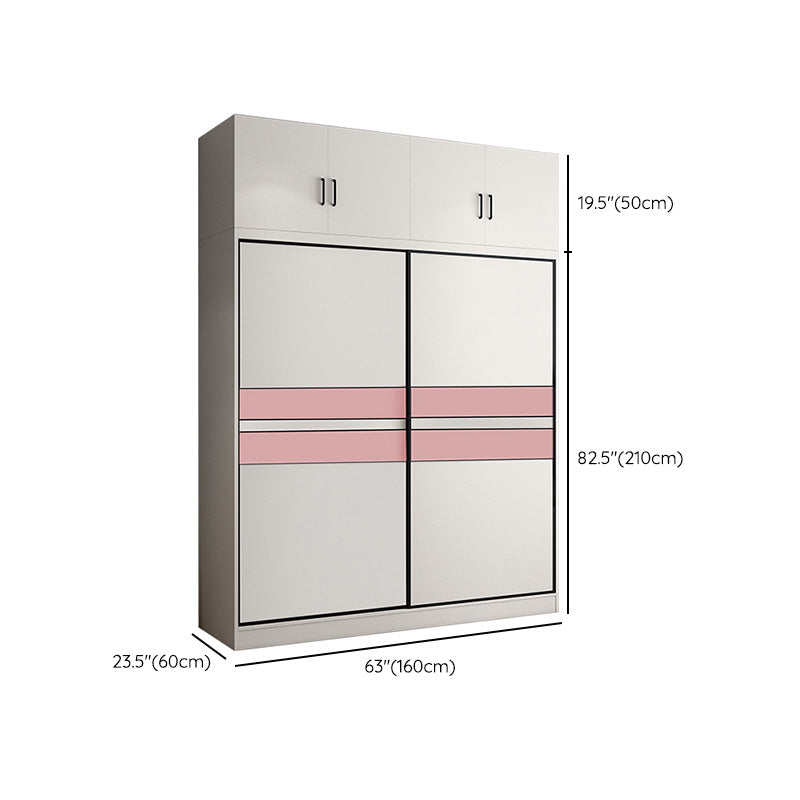 White Colour Wooden Wardrobe Rod Included Wardrobe Wardrobe Closet with Sliding Door