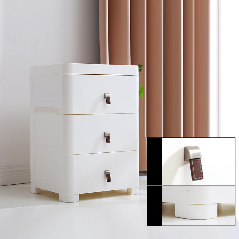 White Plastic Storage Cabinet for Bathroom Contemporary Cabinet with Drawers