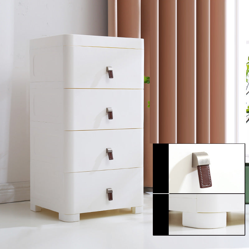 White Plastic Storage Cabinet for Bathroom Contemporary Cabinet with Drawers