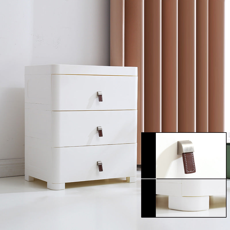 White Plastic Storage Cabinet for Bathroom Contemporary Cabinet with Drawers