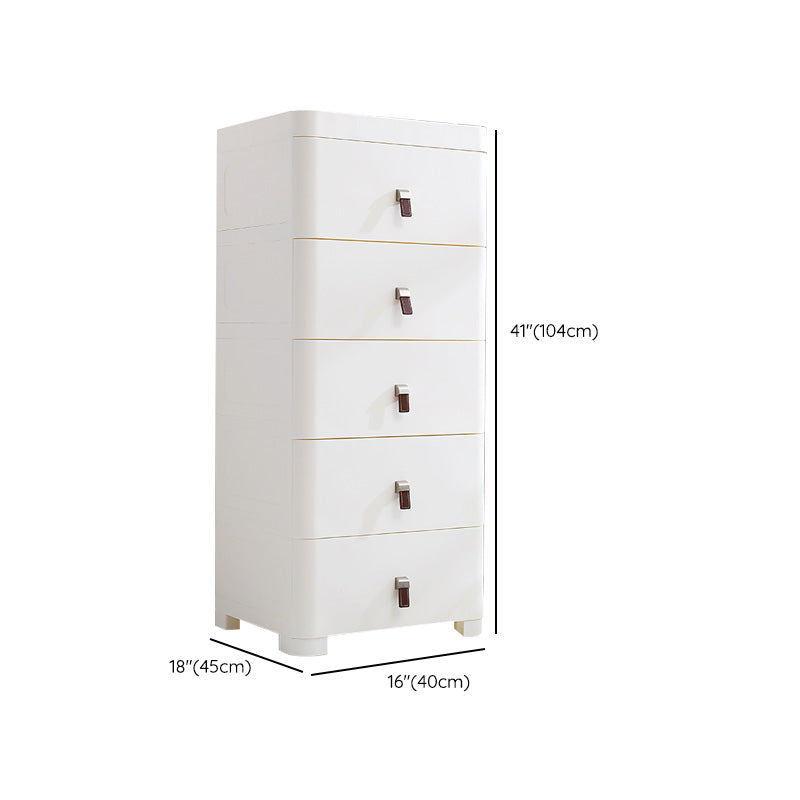 White Plastic Storage Cabinet for Bathroom Contemporary Cabinet with Drawers