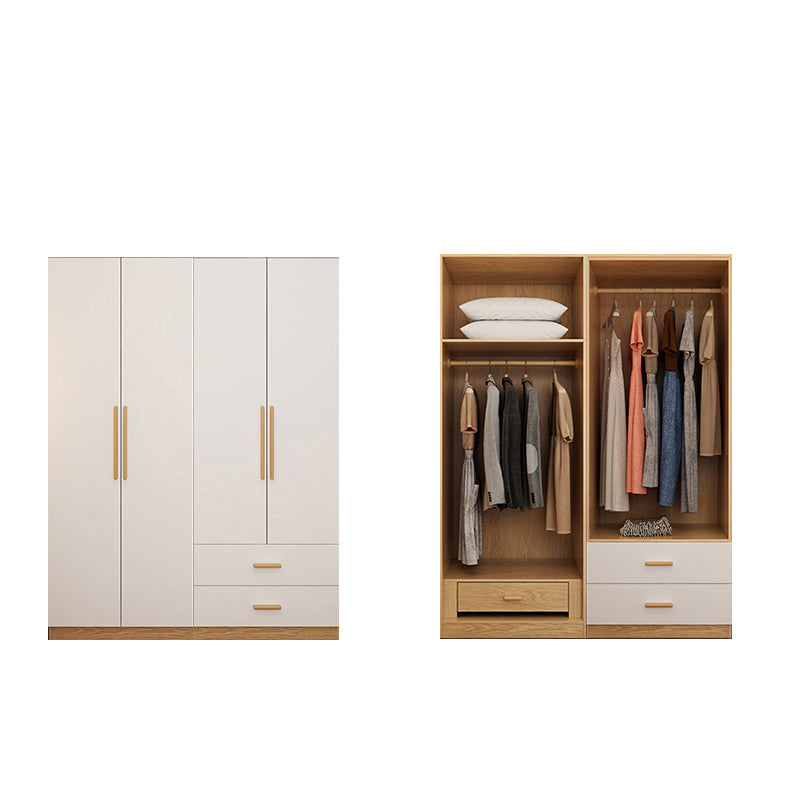 Contemporary Style Wardrobe Wooden Bedroom Closet with Hinged Door