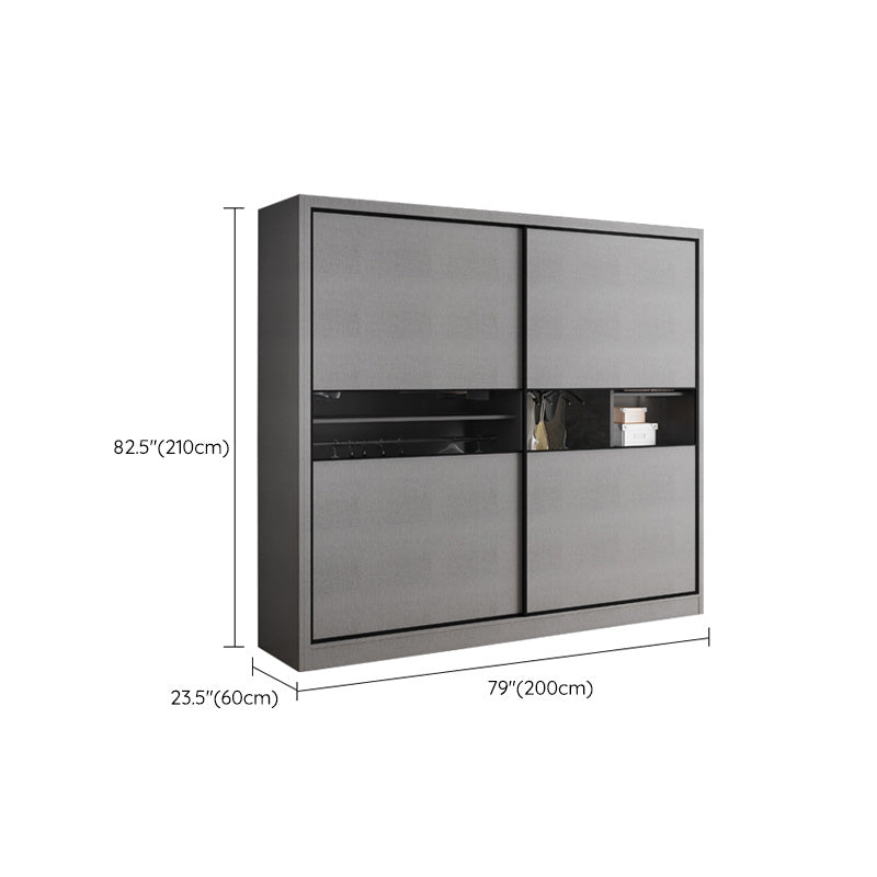 Gray Colour Wooden Wardrobe Rod Included Wardrobe Wardrobe Closet with Sliding Door