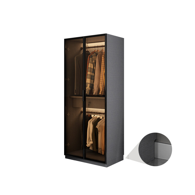 Modern Glass Wardrobe Cloth Rod Included Wardrobe Closet without Light