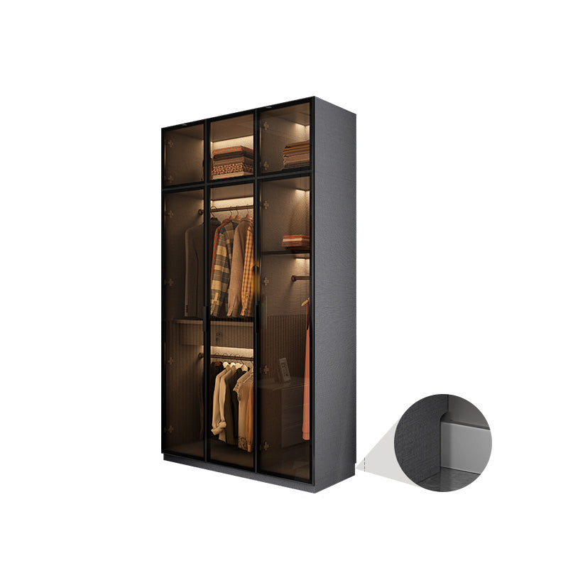 Modern Glass Wardrobe Cloth Rod Included Wardrobe Closet without Light