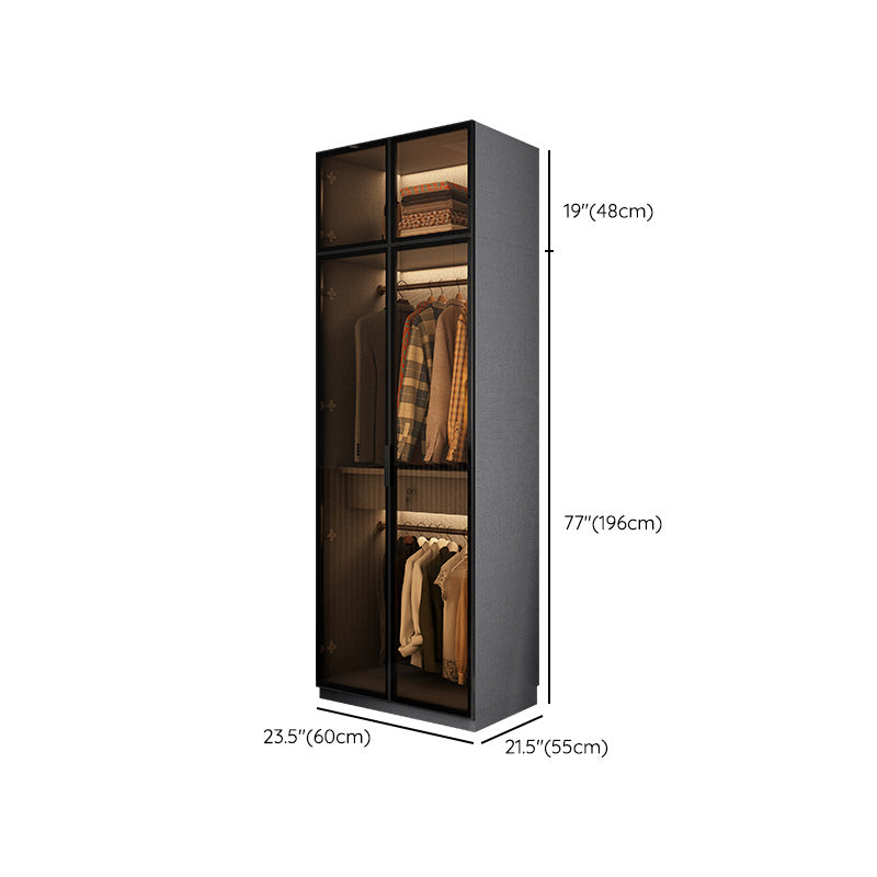 Modern Glass Wardrobe Cloth Rod Included Wardrobe Closet without Light