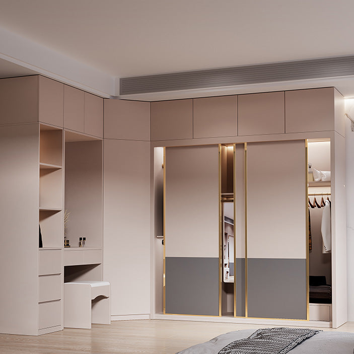 Contemporary Style Wardrobe Wooden Bedroom Wardrobe Closet with Shelves