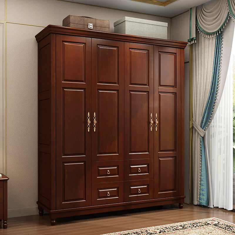 Rubberwood Cabinet with Drawers French Country Wardrobe for Home