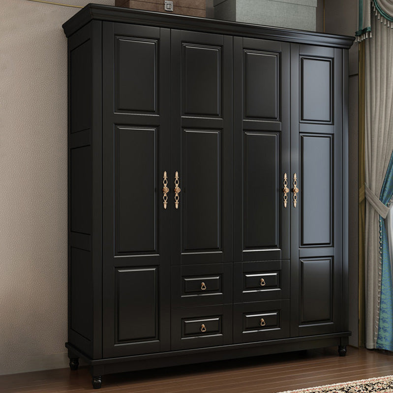 Rubberwood Cabinet with Drawers French Country Wardrobe for Home