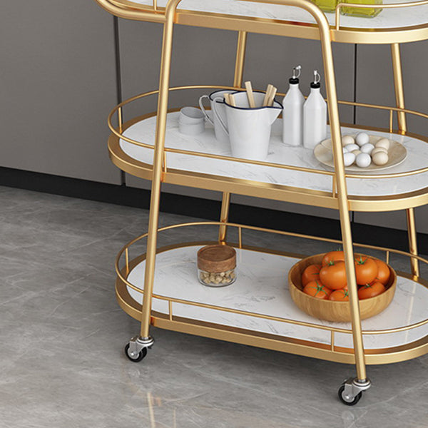 Home Dining Metal Prep Table with Shelves Rolling Prep Table