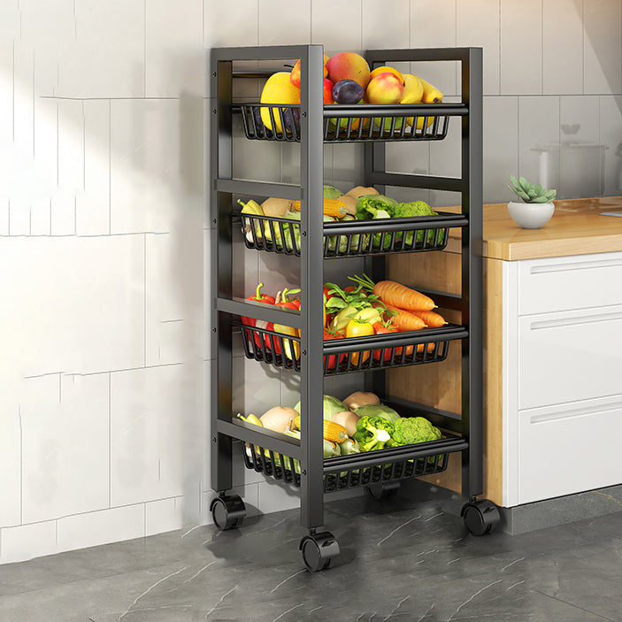 Metal Modern Prep Table Open Storage Home Dining with Basket Prep Table